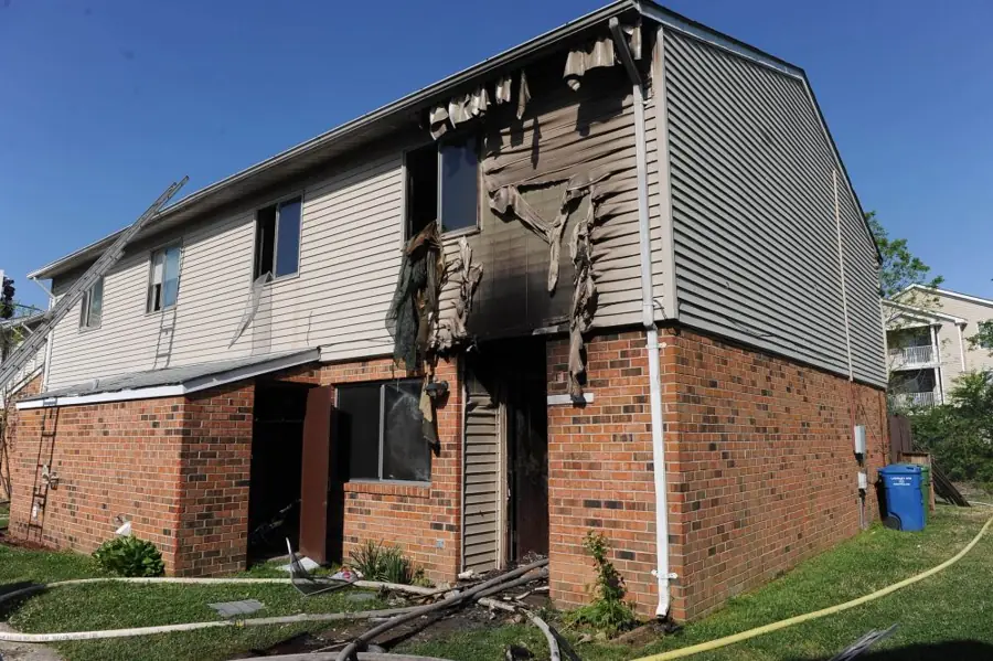 Fire damage inside a property being prepared for restoration